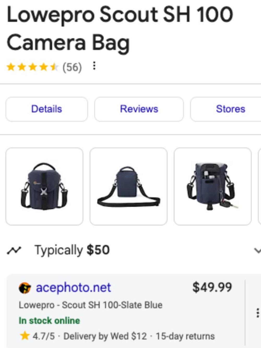Lowepro Scout SH100 Camera Bag - Slate Blue - Picture 7 of 7